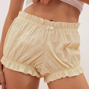 For Love & Lemons Puckered Gingham Bloomer Short in Yellow (NWT)